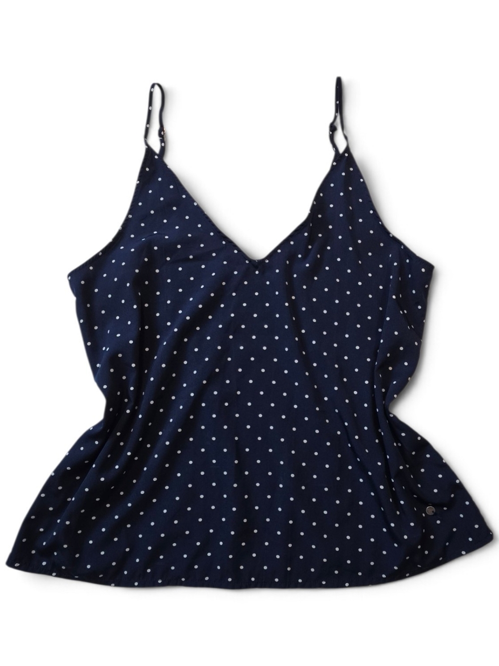 Abercrombie & Fitch Navy Polka Dot Satin Cami Tank Top Adjustable Straps S